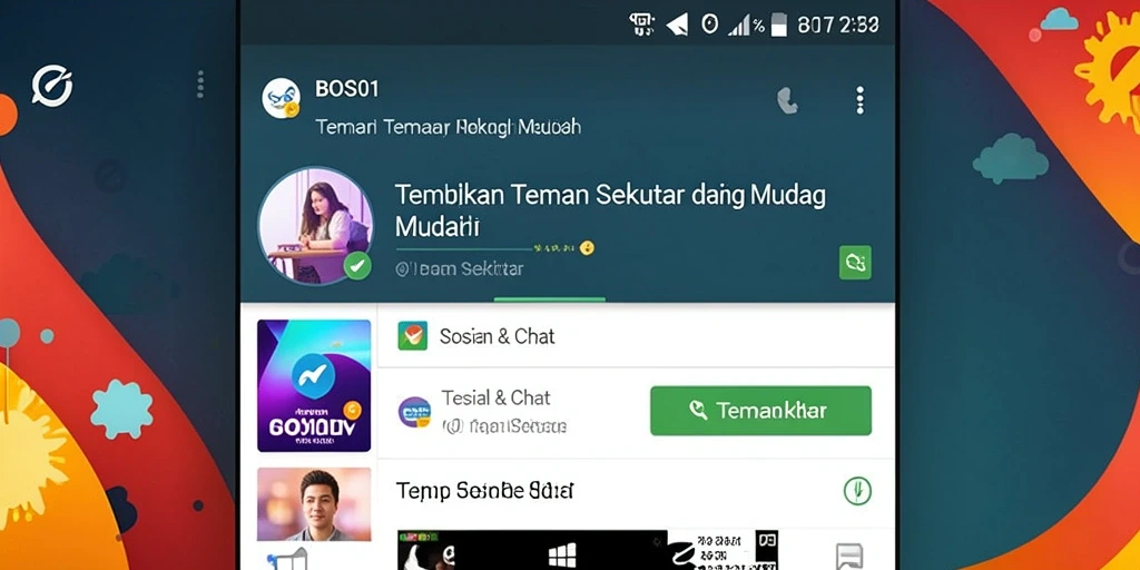 Antarmuka aplikasi BOS01 dengan fitur Teman Sekitar