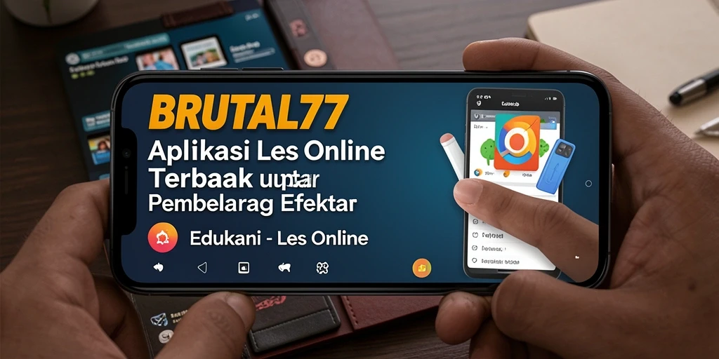Tampilan antarmuka pengguna aplikasi Les Online BRUTAL77 yang interaktif.