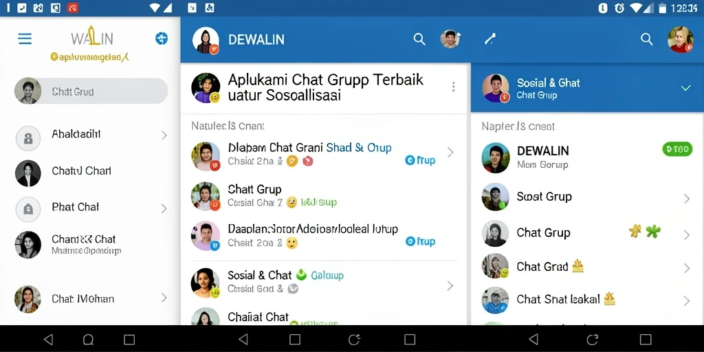 Antarmuka DEWALIN menampilkan fungsi Chat Grup yang interaktif dan ramah pengguna.