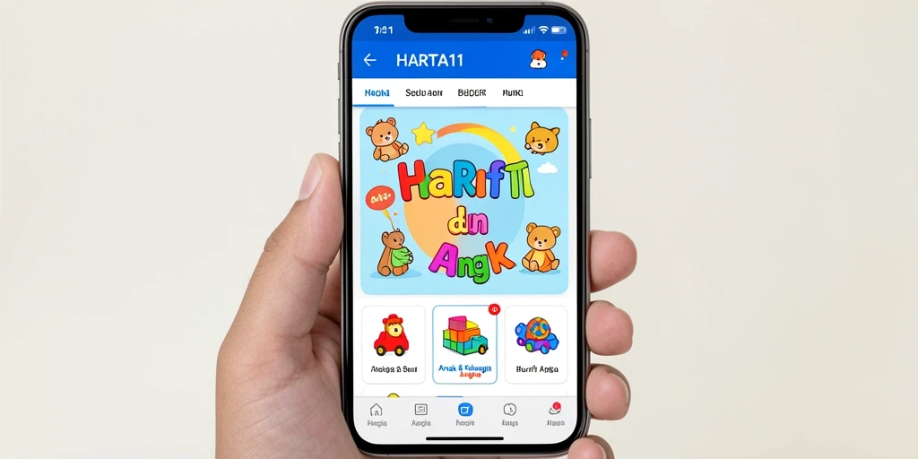 Tampilan antarmuka HARTA11 yang ramah anak dan menarik.