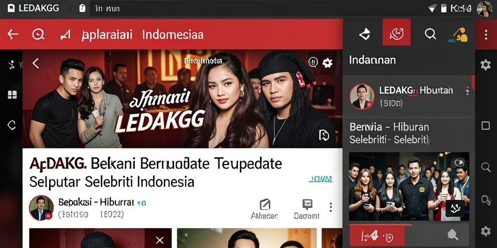 Tampilan utama aplikasi LEDAKGG dengan berita dan fitur menarik.